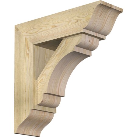 Ekena Millwork Olympic Traditional Rough Sawn Bracket w/ Offset Brace, Douglas Fir, 8"W x 26"D x 26"H BKT0806X26X26OLY01RDF
